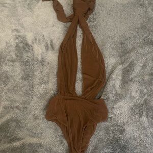 Women’s Brown Plunge Convertible Bodysuit